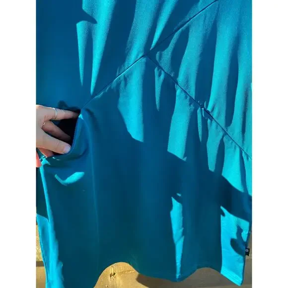 Betabrand blue 'red eye' hooded long sleeve travel dress - Picture 5 of 7